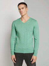 Basic Strickpullover - Männer - soft jade melange Basic Strickpullover - Männer - soft jade melange - 1 - TOM TAILOR
