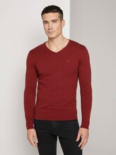 Basic Strickpullover - Männer - dark chili melange Basic Strickpullover - Männer - dark chili melange - 1 - TOM TAILOR