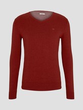 Basic Strickpullover - Männer - dark chili melange Basic Strickpullover - Männer - dark chili melange - 7 - TOM TAILOR