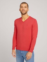 Simple knitted jumper - Men - coral melange Simple knitted jumper - Men - coral melange - 1 - TOM TAILOR