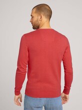 Simple knitted jumper - Men - coral melange Simple knitted jumper - Men - coral melange - 2 - TOM TAILOR