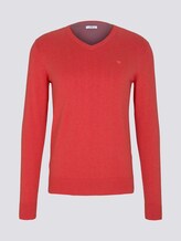 Simple knitted jumper - Men - coral melange Simple knitted jumper - Men - coral melange - 7 - TOM TAILOR
