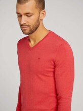 Simple knitted jumper - Men - coral melange Simple knitted jumper - Men - coral melange - 9 - TOM TAILOR