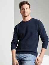 Strukturierter Strickpullover - Männer - navy blue dark grey mouline Strukturierter Strickpullover - Männer - navy blue dark grey mouline - 5 - TOM TAILOR