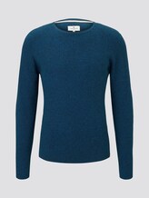 Structured knitted jumper - Men - petrol balck mouline Structured knitted jumper - Men - petrol balck mouline - 7 - TOM TAILOR