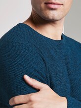 Structured knitted jumper - Men - petrol balck mouline Structured knitted jumper - Men - petrol balck mouline - 9 - TOM TAILOR