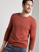 Mottled jumper - Men - pipe red mouline Mottled jumper - Men - pipe red mouline - 5 - TOM TAILOR