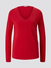 Pullover mit V-Ausschnitt - Frauen - Strong Red Pullover mit V-Ausschnitt - Frauen - Strong Red - 7 - TOM TAILOR