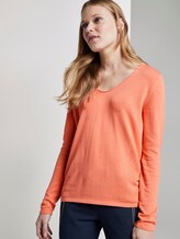 Jumper with V-neckline - Women - Fusion Coral Jumper with V-neckline - Women - Fusion Coral - 5 - TOM TAILOR