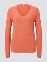Jumper with V-neckline - Women - Fusion Coral Jumper with V-neckline - Women - Fusion Coral - 7 - TOM TAILOR