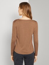 Pullover mit V-Ausschnitt - Frauen - Hay Beige Non-Solid Pullover mit V-Ausschnitt - Frauen - Hay Beige Non-Solid - 2 - TOM TAILOR