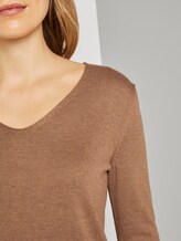 Pullover mit V-Ausschnitt - Frauen - Hay Beige Non-Solid Pullover mit V-Ausschnitt - Frauen - Hay Beige Non-Solid - 9 - TOM TAILOR