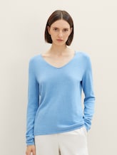 Trui met V-hals - Vrouwen - sea blue melange Trui met V-hals - Vrouwen - sea blue melange - 1 - TOM TAILOR