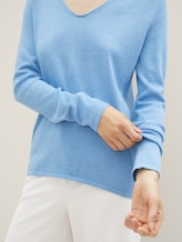 Trui met V-hals - Vrouwen - sea blue melange Trui met V-hals - Vrouwen - sea blue melange - 3 - TOM TAILOR