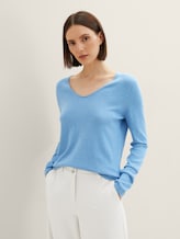 Trui met V-hals - Vrouwen - sea blue melange Trui met V-hals - Vrouwen - sea blue melange - 5 - TOM TAILOR