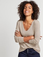 Pullover mit V-Ausschnitt - Frauen - cloud grey melange Pullover mit V-Ausschnitt - Frauen - cloud grey melange - 5 - TOM TAILOR