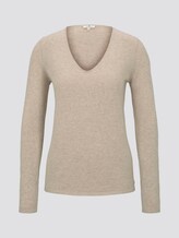 Pullover mit V-Ausschnitt - Frauen - cloud grey melange Pullover mit V-Ausschnitt - Frauen - cloud grey melange - 7 - TOM TAILOR