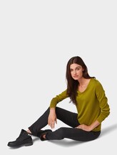 Pullover mit V-Ausschnitt - Frauen - wood green Pullover mit V-Ausschnitt - Frauen - wood green - 3 - TOM TAILOR