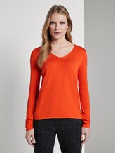 Pullover mit V-Ausschnitt - Frauen - knockout orange Pullover mit V-Ausschnitt - Frauen - knockout orange - 1 - TOM TAILOR