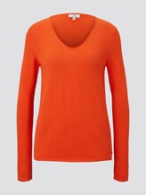 Pullover mit V-Ausschnitt - Frauen - knockout orange Pullover mit V-Ausschnitt - Frauen - knockout orange - 7 - TOM TAILOR
