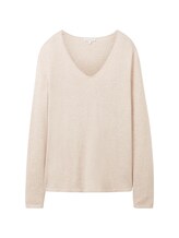 TOM TAILOR Damen Pullover mit V-Ausschnitt, braun, Uni, Gr. XL