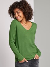 Jumper with V-neckline - Women - sundried turf green Jumper with V-neckline - Women - sundried turf green - 5 - TOM TAILOR