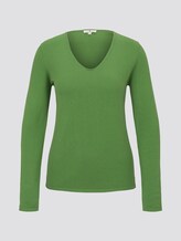 Jumper with V-neckline - Women - sundried turf green Jumper with V-neckline - Women - sundried turf green - 7 - TOM TAILOR