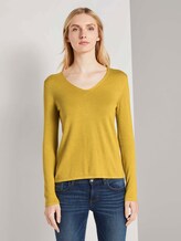 Jumper with V-neckline - Women - california sand melange Jumper with V-neckline - Women - california sand melange - 1 - TOM TAILOR