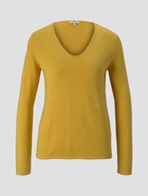 Jumper with V-neckline - Women - california sand melange Jumper with V-neckline - Women - california sand melange - 7 - TOM TAILOR