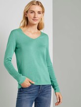 Pullover mit V-Ausschnitt - Frauen - soft leaf green Pullover mit V-Ausschnitt - Frauen - soft leaf green - 5 - TOM TAILOR