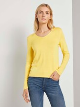Pullover mit V-Ausschnitt - Frauen - smooth yellow melange Pullover mit V-Ausschnitt - Frauen - smooth yellow melange - 1 - TOM TAILOR