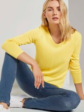 Pullover mit V-Ausschnitt - Frauen - smooth yellow melange Pullover mit V-Ausschnitt - Frauen - smooth yellow melange - 5 - TOM TAILOR