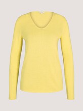 Jumper with V-neckline - Women - smooth yellow melange Jumper with V-neckline - Women - smooth yellow melange - 7 - TOM TAILOR