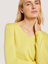 Pullover mit V-Ausschnitt - Frauen - smooth yellow melange Pullover mit V-Ausschnitt - Frauen - smooth yellow melange - 9 - TOM TAILOR