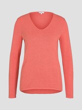 Jumper with V-neckline - Women - strong peach melange Jumper with V-neckline - Women - strong peach melange - 7 - TOM TAILOR