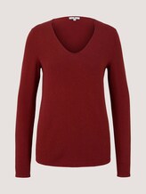 Pullover mit V-Ausschnitt - Frauen - Dark Red Mouline Melange Pullover mit V-Ausschnitt - Frauen - Dark Red Mouline Melange - 7 - TOM TAILOR