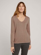 Jumper with V-neckline - Women - french clay beige melange Jumper with V-neckline - Women - french clay beige melange - 1 - TOM TAILOR