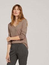 Jumper with V-neckline - Women - french clay beige melange Jumper with V-neckline - Women - french clay beige melange - 5 - TOM TAILOR