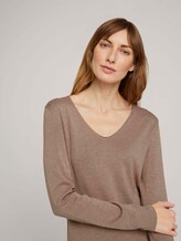 Jumper with V-neckline - Women - french clay beige melange Jumper with V-neckline - Women - french clay beige melange - 9 - TOM TAILOR