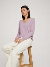 Pullover mit V-Ausschnitt - Frauen - iris flower Pullover mit V-Ausschnitt - Frauen - iris flower - 5 - TOM TAILOR