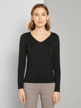 Pullover mit V-Ausschnitt - Frauen - Black Pullover mit V-Ausschnitt - Frauen - Black - 1 - TOM TAILOR