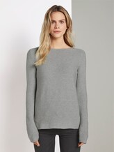 Pullover mit Strickmuster - Frauen - Silver Grey Melange Pullover mit Strickmuster - Frauen - Silver Grey Melange - 1 - TOM TAILOR