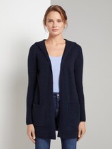 Knitted jacket with hood - Women - Sky Captain Blue Knitted jacket with hood - Women - Sky Captain Blue - 1 - TOM TAILOR