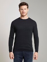Gestreifter Strickpullover - Männer - navy mid grey fine stripe Gestreifter Strickpullover - Männer - navy mid grey fine stripe - 1 - TOM TAILOR