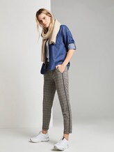 Checked trousers with tape detail - Women - black white yellow glencheck Checked trousers with tape detail - Women - black white yellow glencheck - 3 - TOM TAILOR