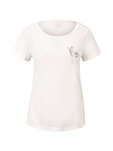 TOM TAILOR Damen T-Shirt mit Print, weiß, unifarben mit Print, Gr.XXXL