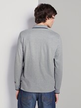 Kylin: Long sleeved polo shirt with print - Men - Middle Grey Melange Kylin: Long sleeved polo shirt with print - Men - Middle Grey Melange - 2 - TOM TAILOR
