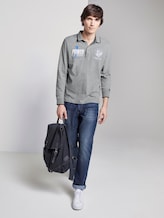 Kylin: Long sleeved polo shirt with print - Men - Middle Grey Melange Kylin: Long sleeved polo shirt with print - Men - Middle Grey Melange - 3 - TOM TAILOR