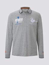 Kylin: Long sleeved polo shirt with print - Men - Middle Grey Melange Kylin: Long sleeved polo shirt with print - Men - Middle Grey Melange - 7 - TOM TAILOR