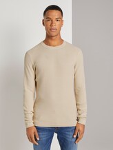 Getextureerde trui - Männer - Soft Beige Solid Getextureerde trui - Männer - Soft Beige Solid - 1 - TOM TAILOR Denim